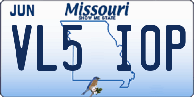 MO license plate VL5I0P