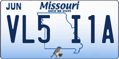 MO license plate VL5I1A