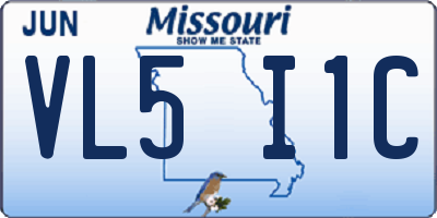 MO license plate VL5I1C