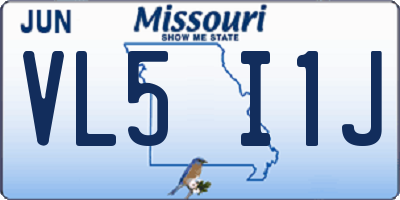 MO license plate VL5I1J