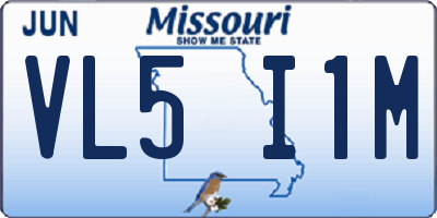 MO license plate VL5I1M