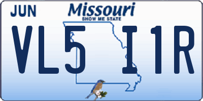 MO license plate VL5I1R