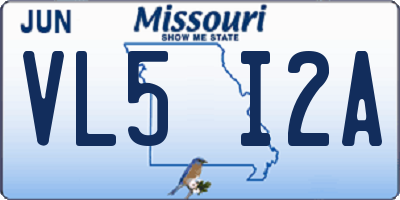 MO license plate VL5I2A