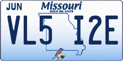 MO license plate VL5I2E