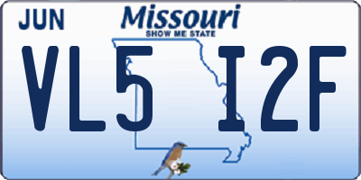 MO license plate VL5I2F