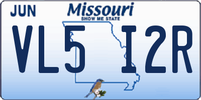 MO license plate VL5I2R