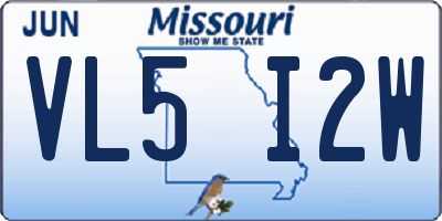 MO license plate VL5I2W