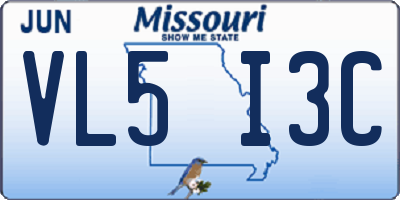 MO license plate VL5I3C