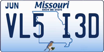 MO license plate VL5I3D