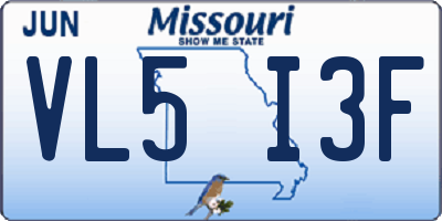 MO license plate VL5I3F