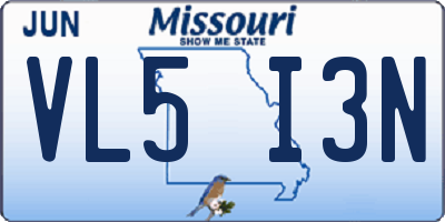 MO license plate VL5I3N