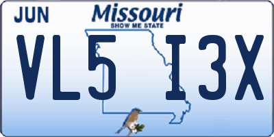 MO license plate VL5I3X