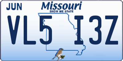 MO license plate VL5I3Z