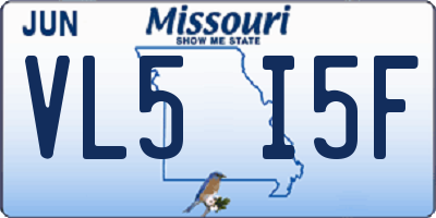 MO license plate VL5I5F