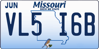 MO license plate VL5I6B