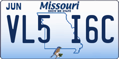 MO license plate VL5I6C