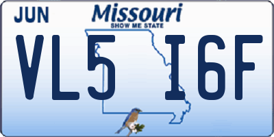 MO license plate VL5I6F