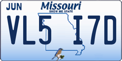 MO license plate VL5I7D