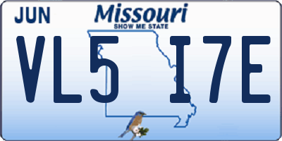 MO license plate VL5I7E
