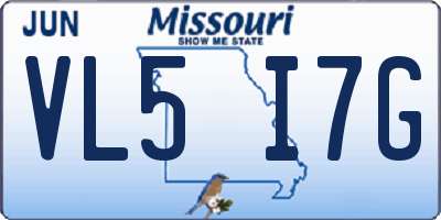 MO license plate VL5I7G