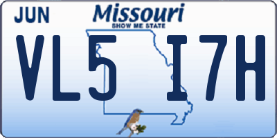 MO license plate VL5I7H