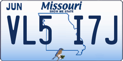 MO license plate VL5I7J