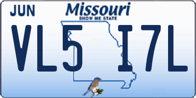 MO license plate VL5I7L
