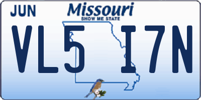 MO license plate VL5I7N