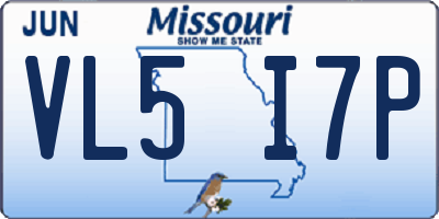 MO license plate VL5I7P