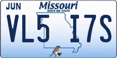 MO license plate VL5I7S