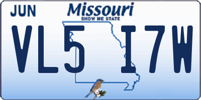 MO license plate VL5I7W
