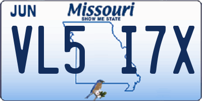 MO license plate VL5I7X