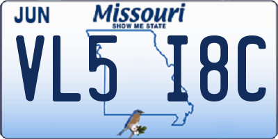 MO license plate VL5I8C