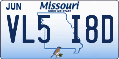 MO license plate VL5I8D