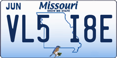 MO license plate VL5I8E