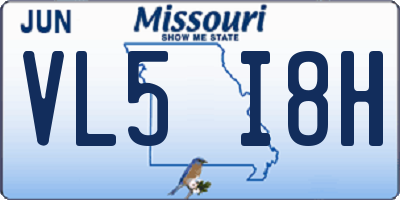 MO license plate VL5I8H