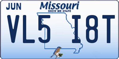 MO license plate VL5I8T