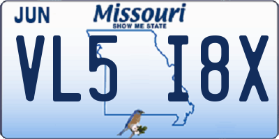 MO license plate VL5I8X