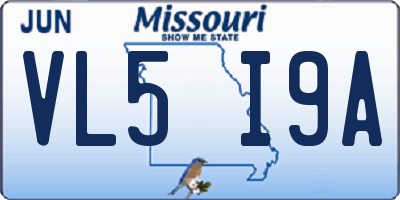 MO license plate VL5I9A