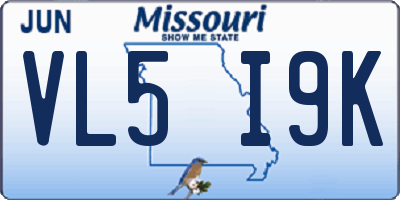 MO license plate VL5I9K