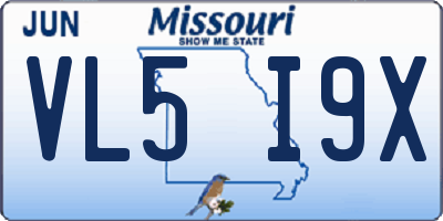 MO license plate VL5I9X