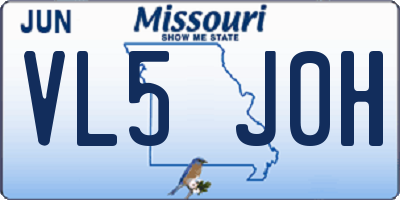 MO license plate VL5J0H