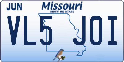 MO license plate VL5J0I