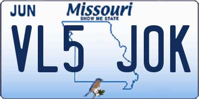 MO license plate VL5J0K