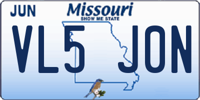 MO license plate VL5J0N