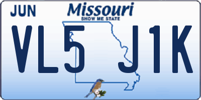MO license plate VL5J1K
