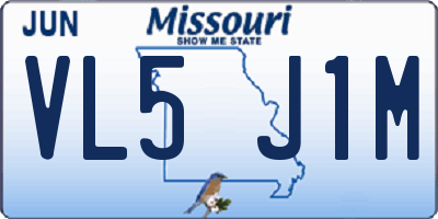 MO license plate VL5J1M