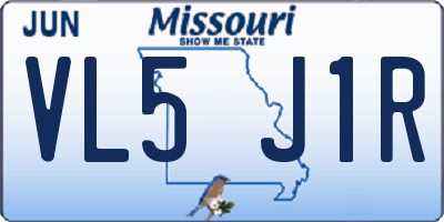 MO license plate VL5J1R