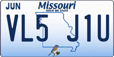 MO license plate VL5J1U