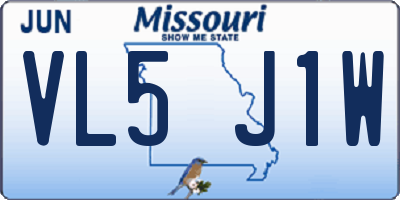 MO license plate VL5J1W